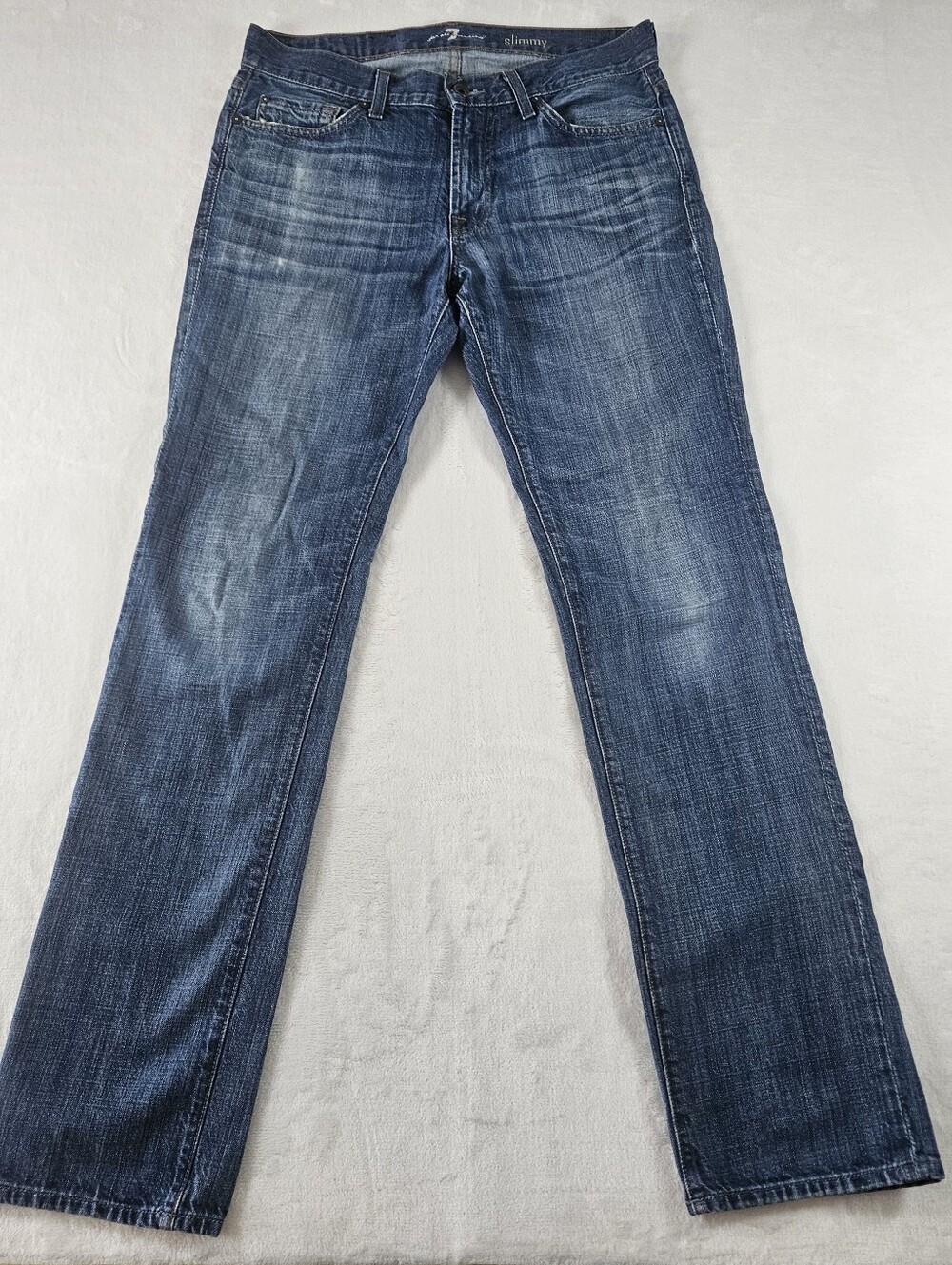 7 For All Mankind Slimmy Jeans Men's 31 x32 Blue Slim Straight Stretch Denim